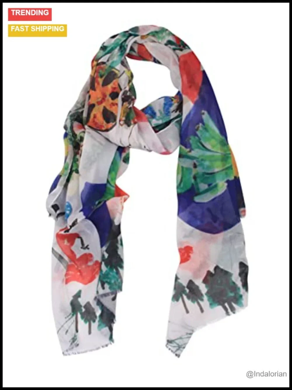 Lightweight Print Scarf Shawl Wrap 100% Polyester Fashion Accessory